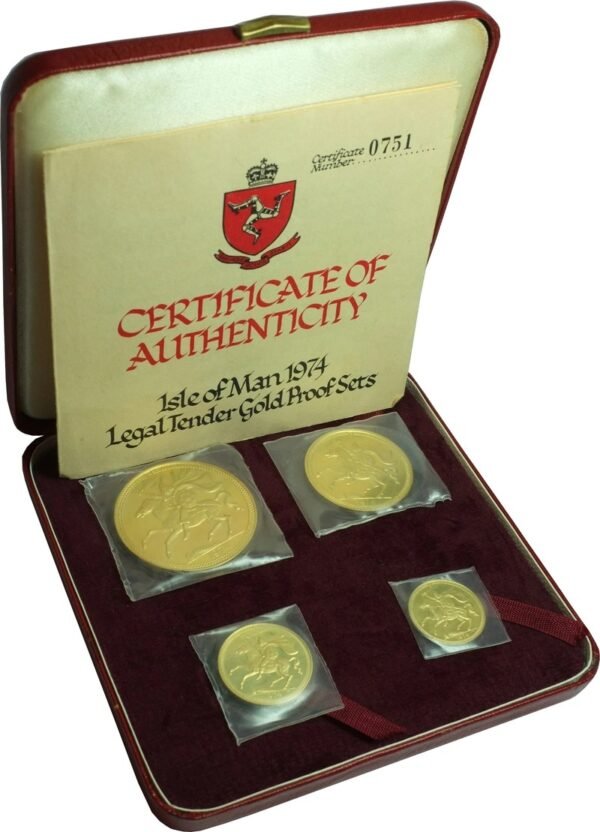 1974 Proof Isle of Man Gold Sovereign 4 Coin Set Boxed