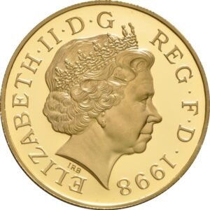 1998 Proof £5 Gold Crown Coin with £50 note Boxed