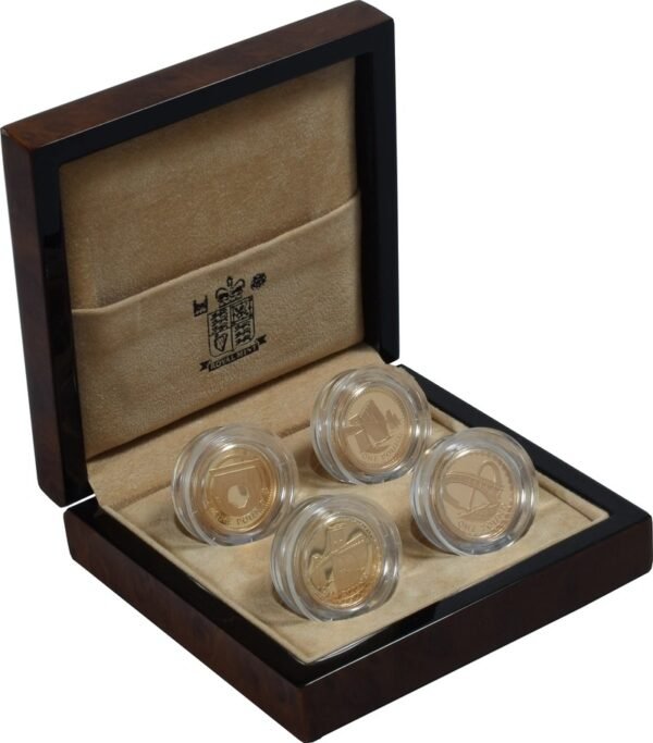 Proof Gold £1 Pound Coin Bridges 4 Coin Set 2004-2007 Boxed