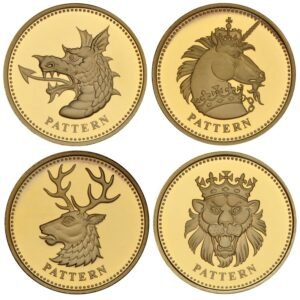 2004 Proof Gold £1 Pound Coin Heraldic Beasts 4 Coin Set Boxed