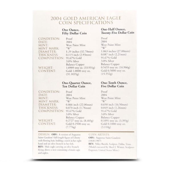 2004-W 4-Coin Proof American Gold Eagle Set (Box + CoA) - Image 3