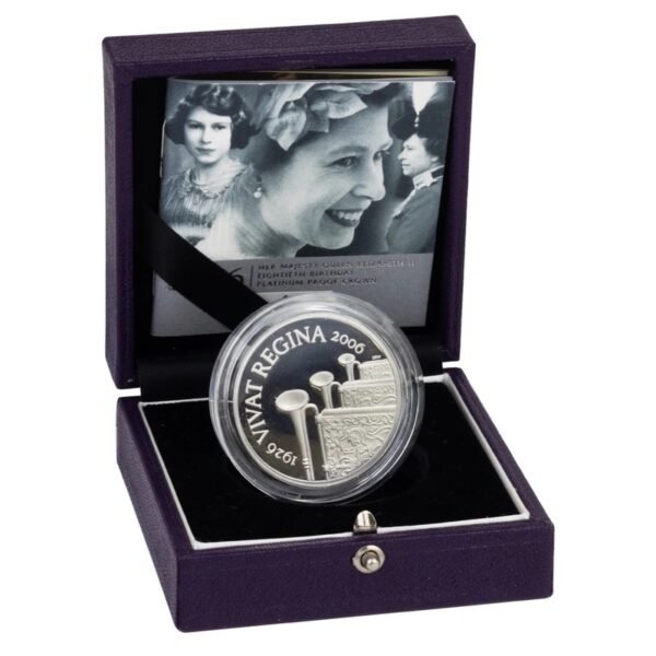 2006 3oz Platinum Queen Elizabeth II 80th Birthday £5 Pounds Piedfort Proof Crown Boxed