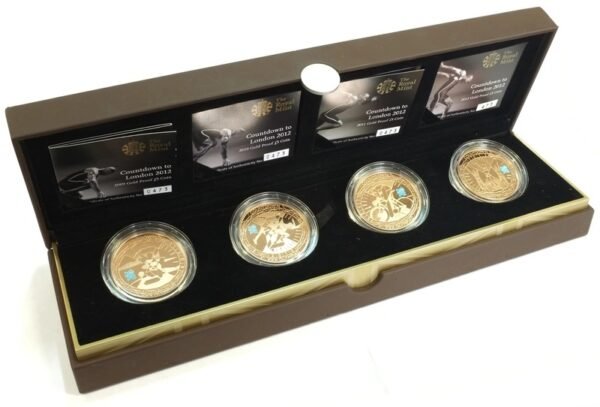 2012 Countdown to London Gold Proof £5 Crown four coin set Boxed
