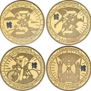 2012 Countdown to London Gold Proof £5 Crown four coin set Boxed