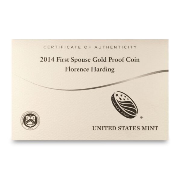 2014-W 1/2 oz Proof US Mint First Spouse Florence Harding Gold Coin (Box + CoA) - Image 3
