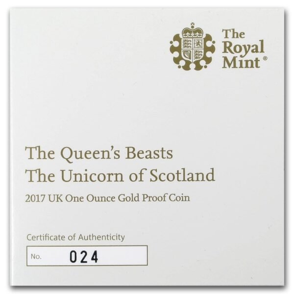 Buy 2017 1 oz Proof Gold Queens Beasts Unicorn (w/Box & COA) - Image 5