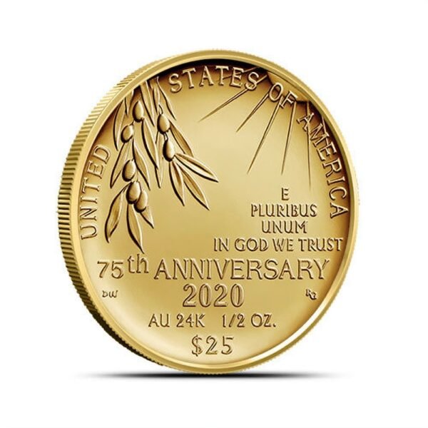2020 1/2 oz End of WWII 75th Anniversary Gold Coin (Box + CoA) - Image 2