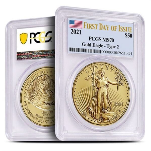 2021 1 oz American Gold Eagle Coin PCGS MS70 FDOI (Type 2)