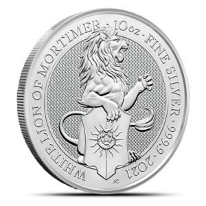 2021 10 oz British Silver Queens Beast White Lion Coin