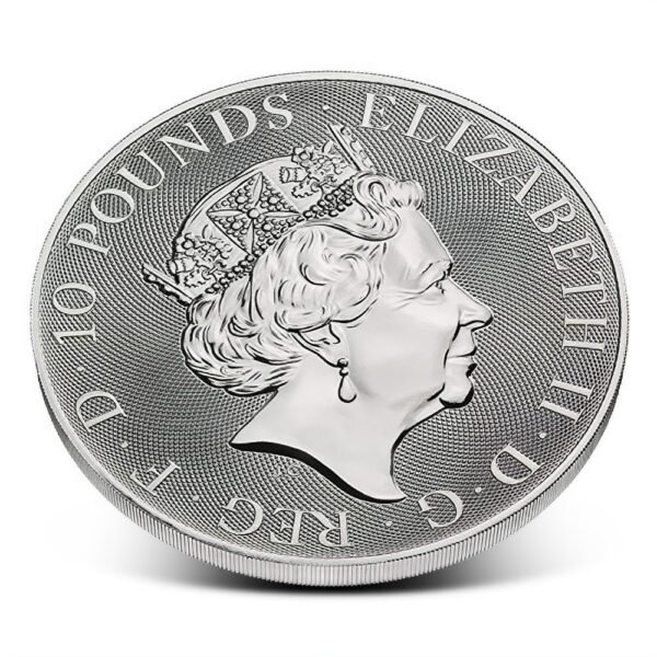 2021 10 oz British Silver Queens Beast White Lion Coin - Image 2