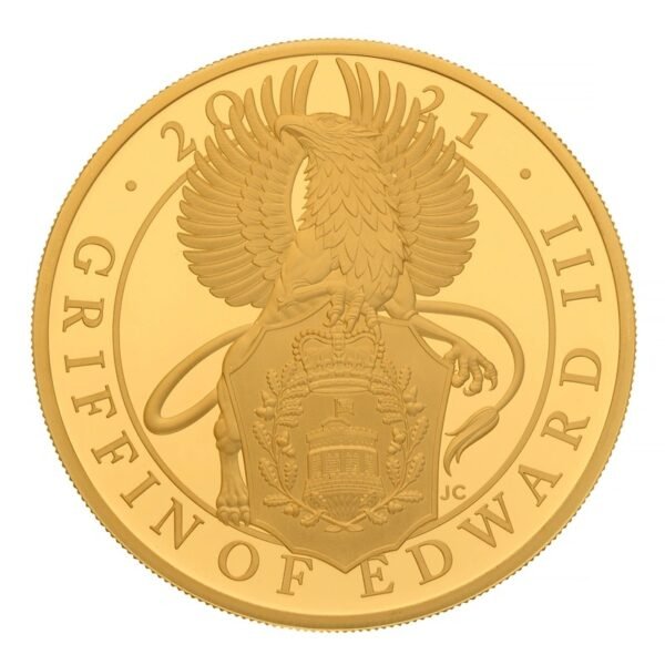 2021 Proof 5 oz Griffin of Edward III Gold Coin Queen's Beasts Boxed - Image 3