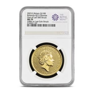 2023 1 oz British Gold Britannia Coin NGC MS70 (Last 500 Struck, Queen Elizabeth II)
