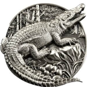 2023 5 oz Antique Burundi Silver Protecting Wildlife Crocodile Coin (Box + CoA)