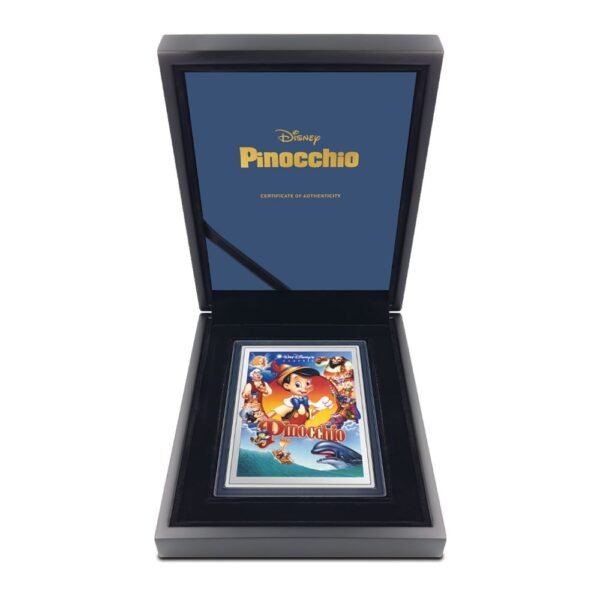 2024 5 oz Proof Colorized Niue Silver Disney Movie Poster Pinocchio Coin (Box + CoA) - Image 5