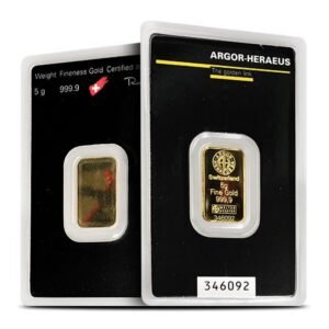 5 Gram Argor Heraeus Gold Bar (New in Assay)