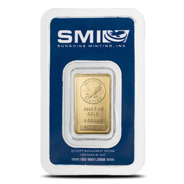 Buy 5 Gram Sunshine Gold Bar (New w/ Assay, MintMark SI) - Image 2