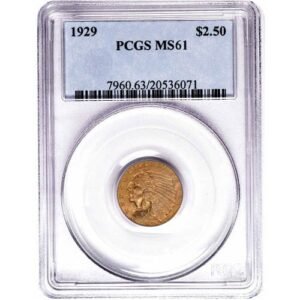 Buy Pre-33 $2.50 Indian Gold Quarter Eagle Coin (MS61, PCGS or NGC)