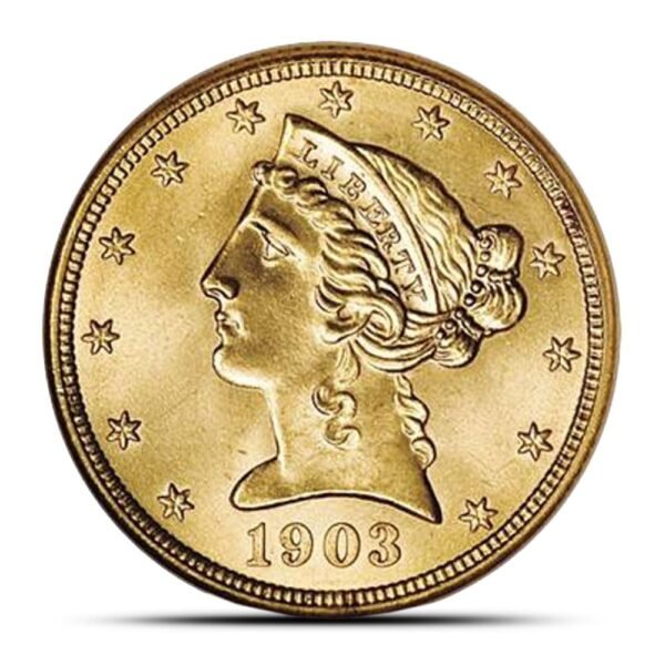 Pre-33 $5 Liberty Gold Half Eagle Coin (Cleaned)
