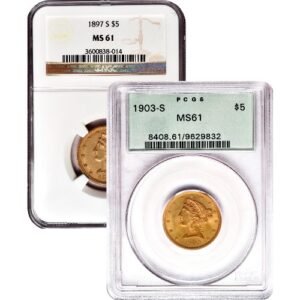 Buy Pre-33 $5 Liberty Gold Half Eagle Coin MS61 (PCGS or NGC)
