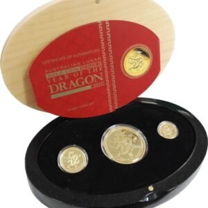 Three Coin proof Set Australian Lunar Year of the Dragon 2012 Boxed